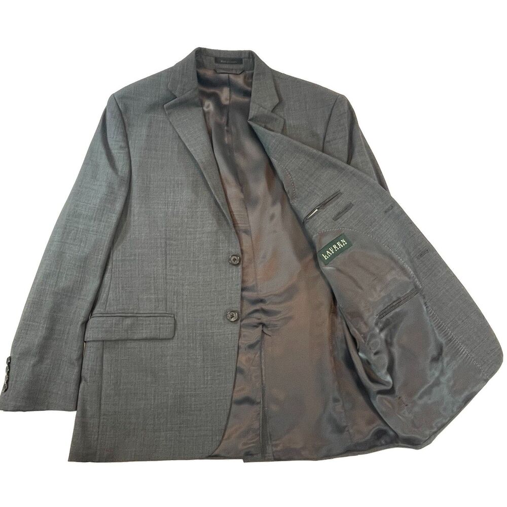 Lauren Ralph Lauren Men’s 42R Sport Coat Suit Jacket Wool Charcoal Gray Blazer